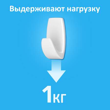 Крючки самоклеющиеся КОНТАКТ настенные белые 2 шт.