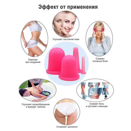 Банки массажные Matwave силиконовые MW-04 Pink
