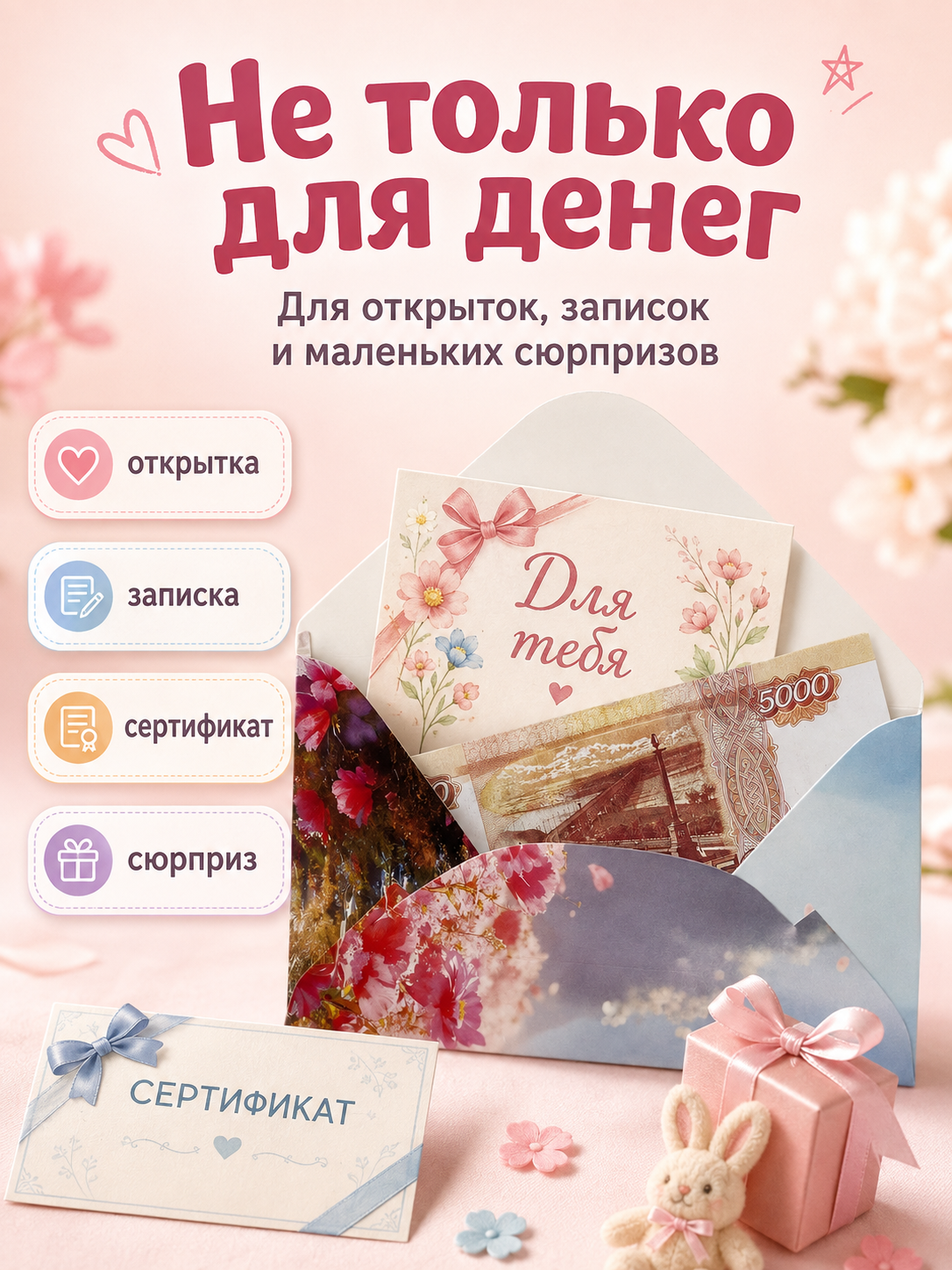 Конверты для денег детские Филькина Грамота с зайчиком, 10 шт. - фото 7