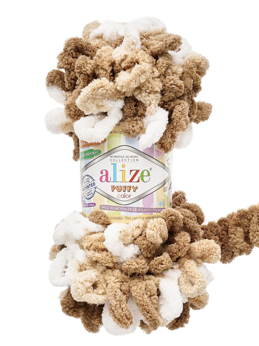 Пряжа для вязания Alize puffy color 100 г 9 м микрополиэстер плюшевая мягкая 6398 секционный 5 мотков - фото 4