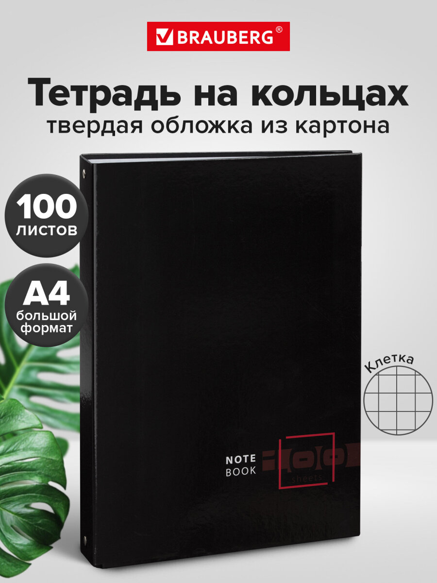 Тетрадь со сменным блоком Brauberg клетка 100 лист. - фото 1