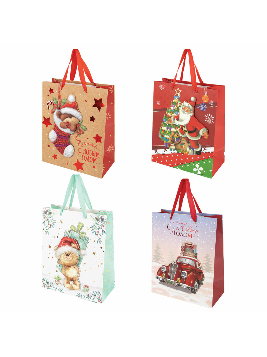 Пакет новогодний подарочный Золотая сказка набор 4 штуки - фото 2