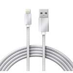 Кабель REXANT USB - Lightning 1 метр в серебристой нейлоновой оплетке