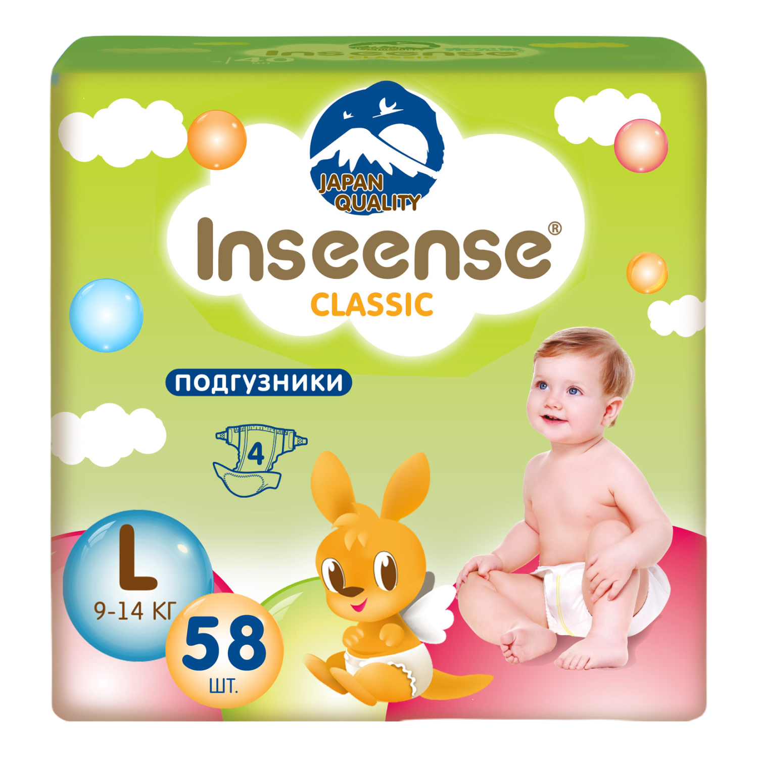 Подгузники INSEENSE Classic L 58 шт. - фото 1