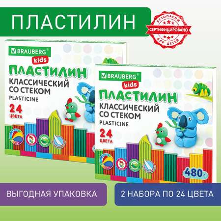 Пластилин Brauberg 24 цв.