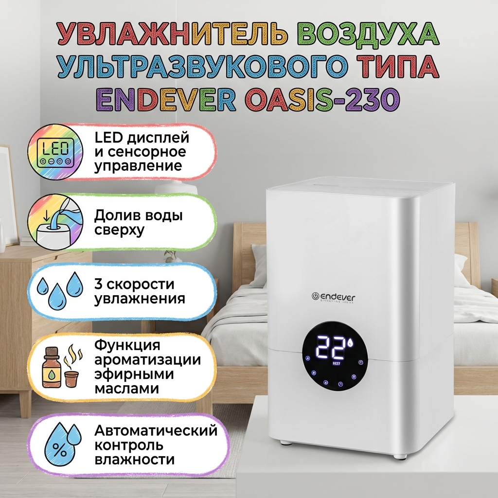 Увлажнитель воздуха ENDEVER OASIS-310 - фото 1