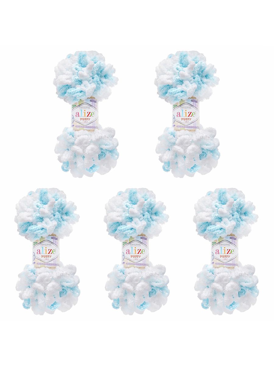 Пряжа для вязания Alize puffy color 100 г 9 м микрополиэстер плюшевая мягкая 5924 секционный 5 мотков - фото 6
