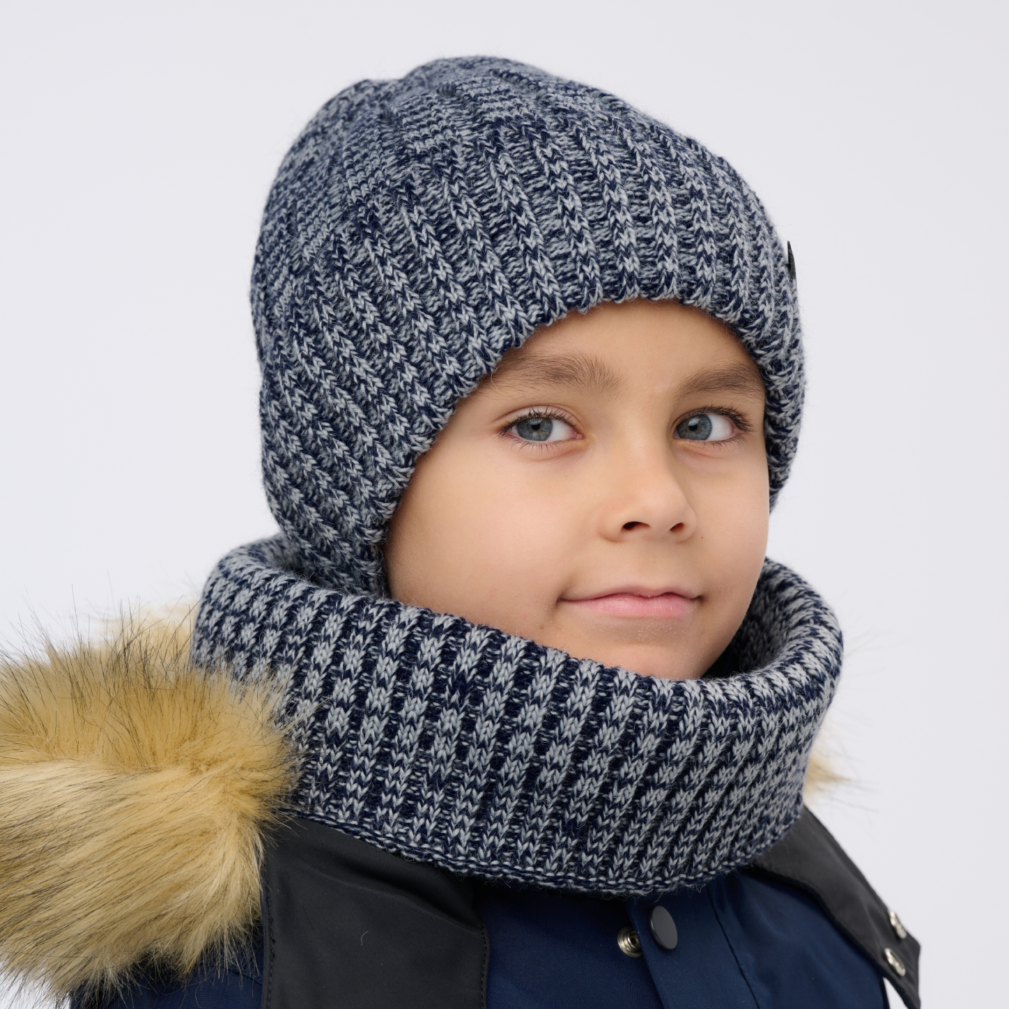 Шапка и снуд KUBRIO KU-H-107-WIN-BICOLOR-Dblue-grey - фото 6