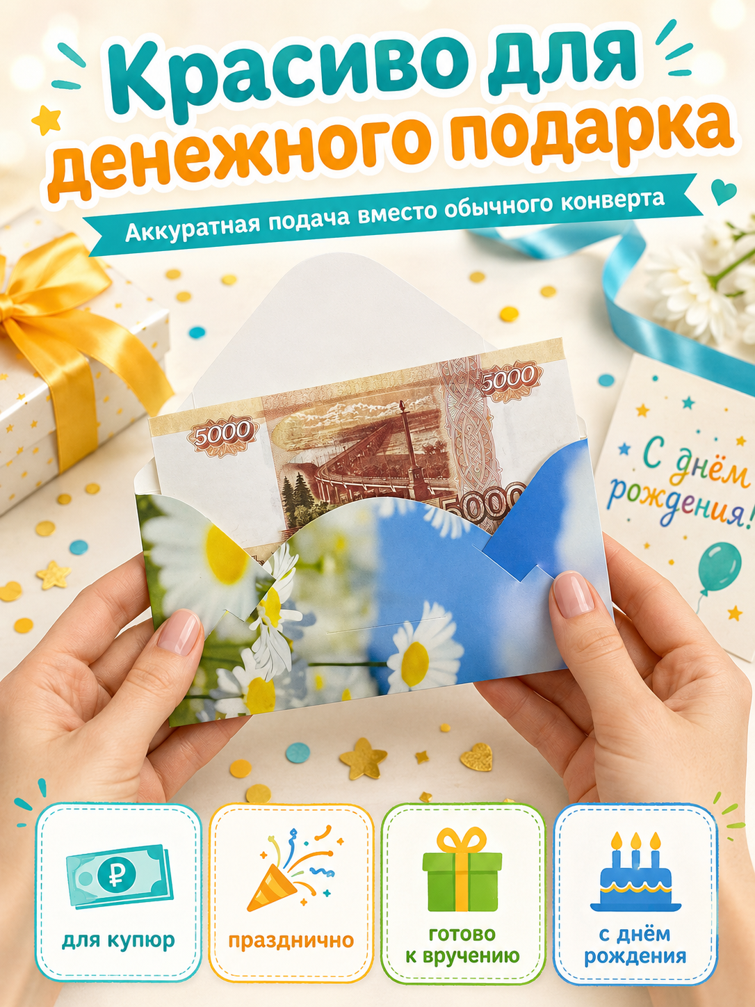Конверты для денег детские Филькина Грамота С днём рождения со щенком 10 шт - фото 2