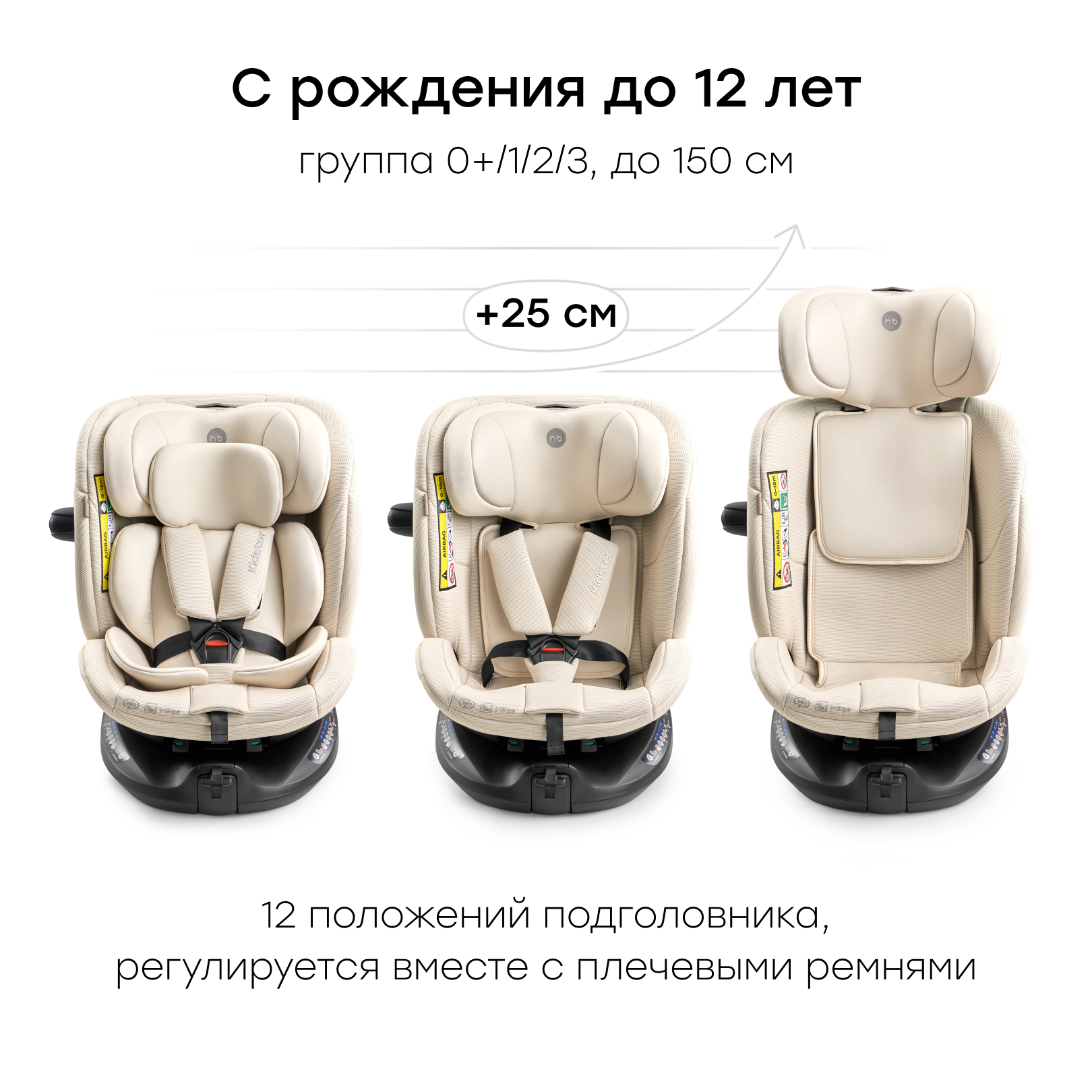 Автокресло Happy Baby Kidster Isofix 0+/1/2/3 (0-36 кг) бежевый - фото 3