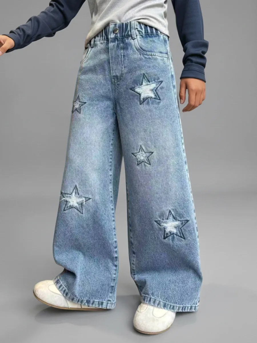 Джинсы iUkoworld Джинсы подростковые широкие палаццо на резинке - фото 2