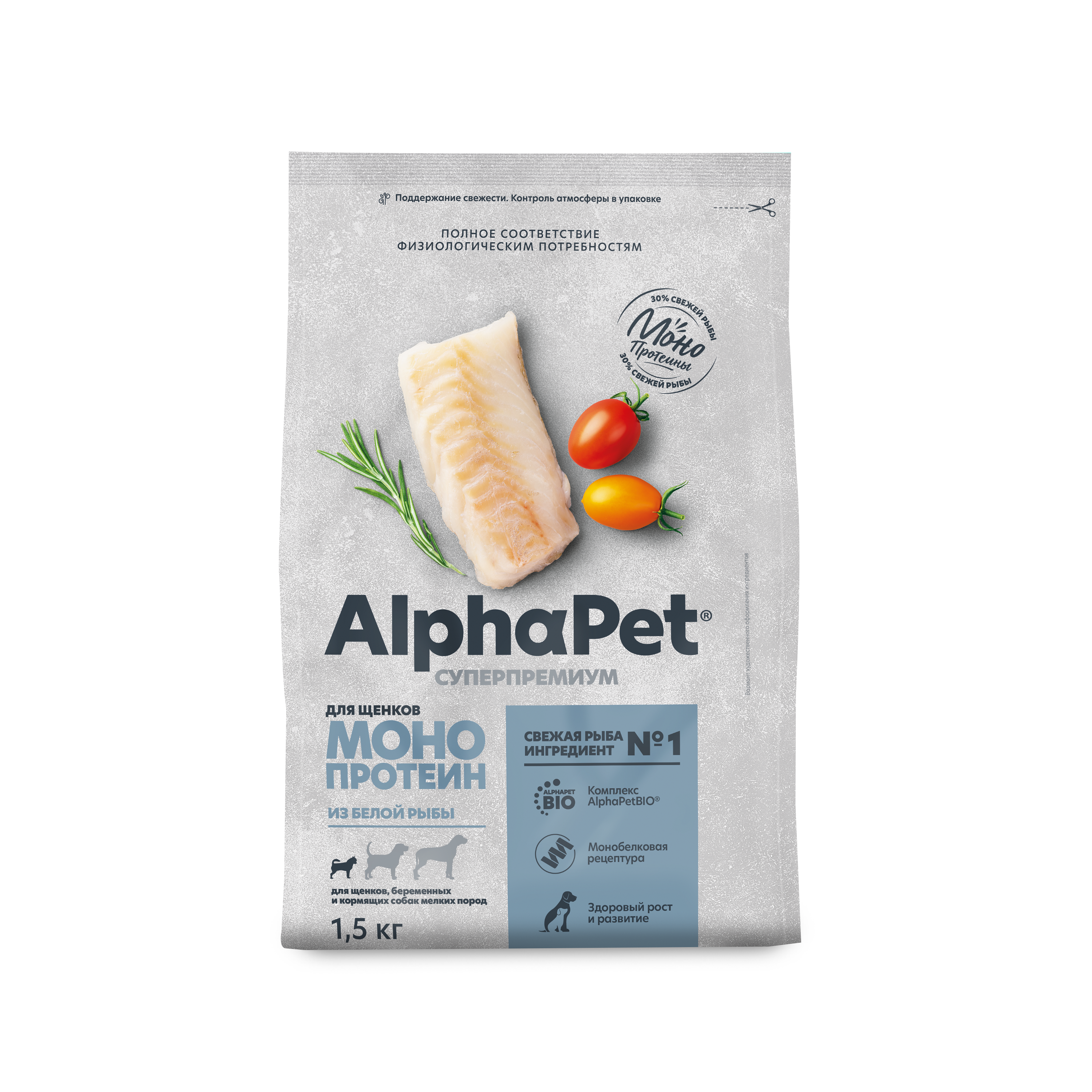 Сухой корм для собак Monoprotein AlphaPet с белой рыбой - фото 1