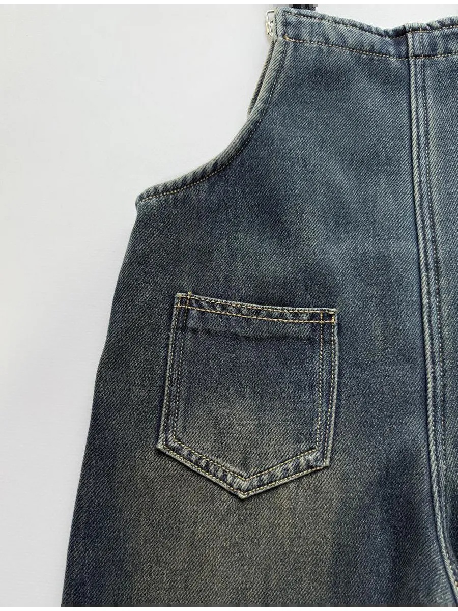 Полукомбинезон iUkoworld Джинсовый полукомбинезон детский утепленный - фото 4