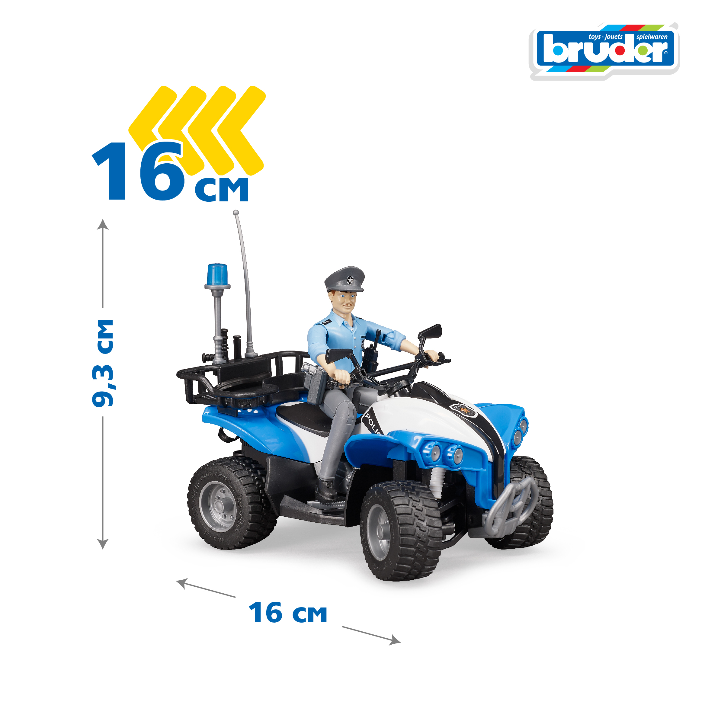 Квадроцикл Bruder полицейский с фигуркой 1:16 63-010 - фото 2