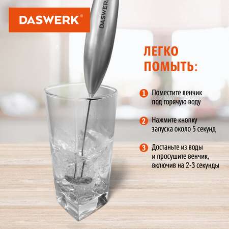 Капучинатор электрический DASWERK вспениватель молока для дома и кухни с подставкой питчером трафаретами
