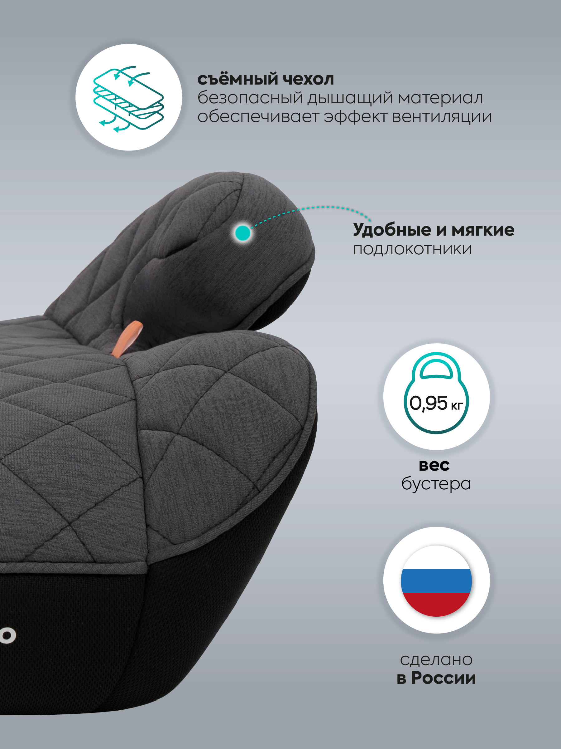 Автокресло Indigo Ground Plus т.-серый, черный 3 (22-36 кг) серый - фото 4