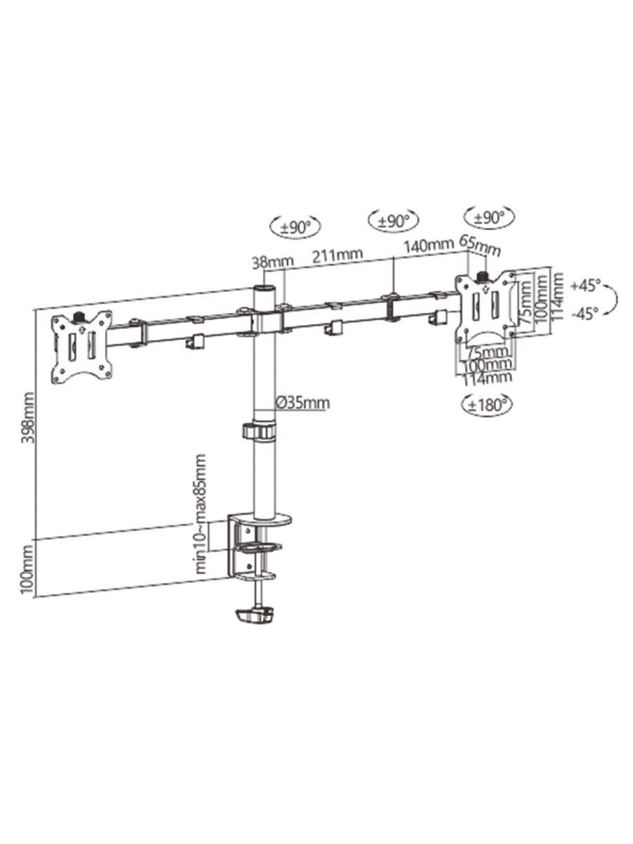 Кронштейн Sonnen для двух мониторов настольный до 32 дюймов 16 кг - фото 25