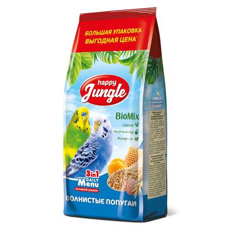 Корм для волнистых попугаев HappyJungle 900г