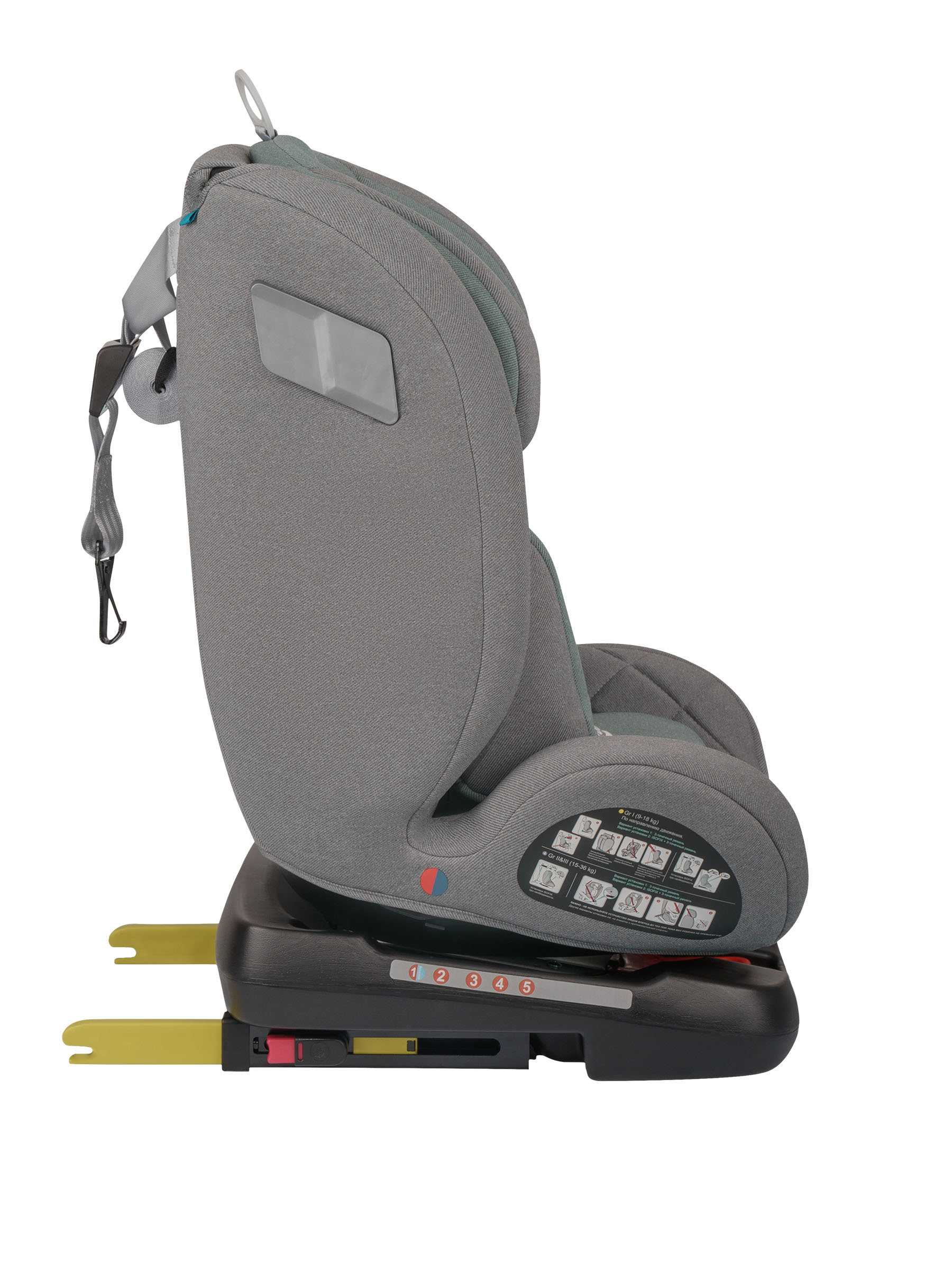 Автокресло Indigo Tourneo S серый-зеленый Isofix 0+/1/2/3 (0-36 кг) зеленый - фото 20