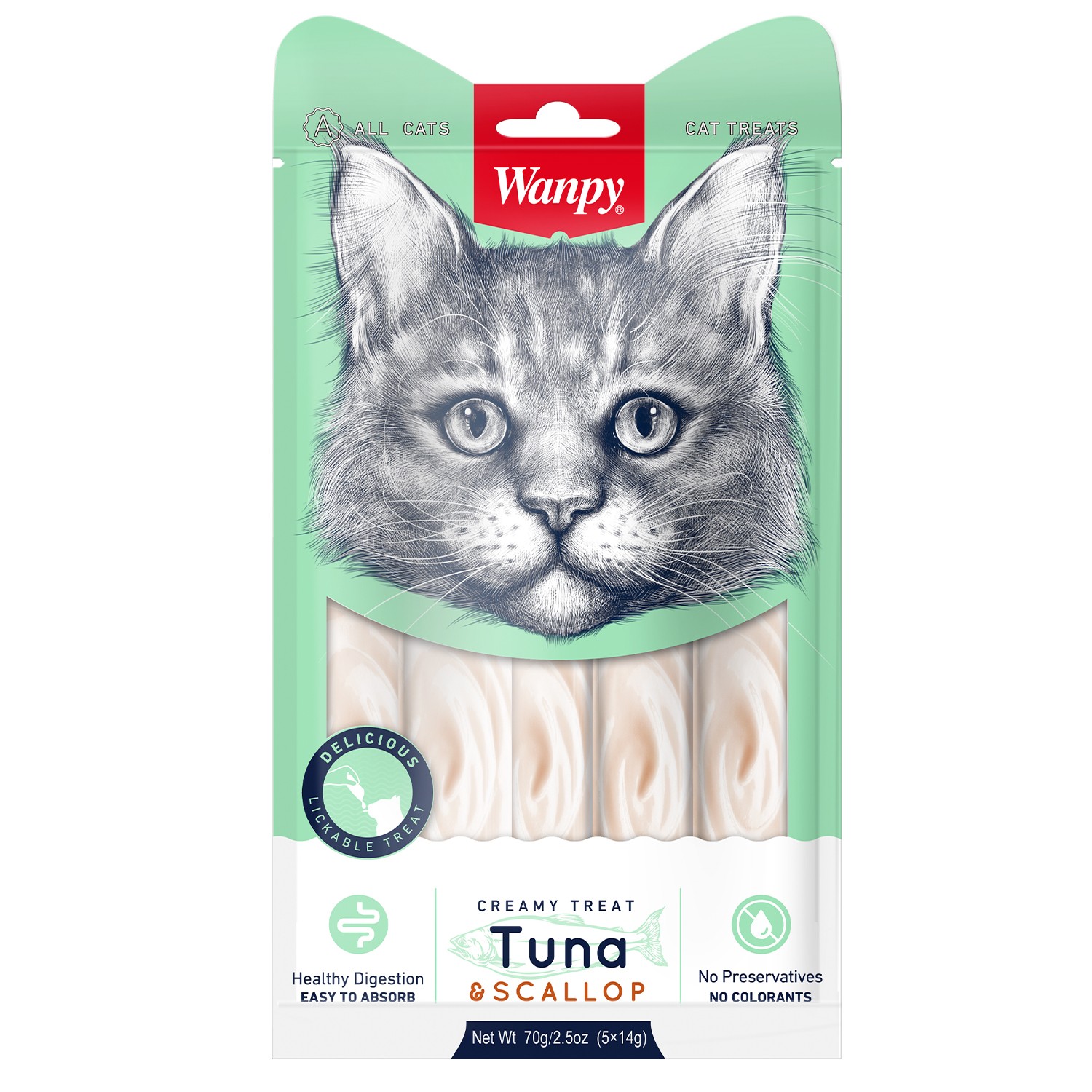 Лакомство для кошек Wanpy Cat 70 г тунец и гребешка нежное пюре пауч - фото 1