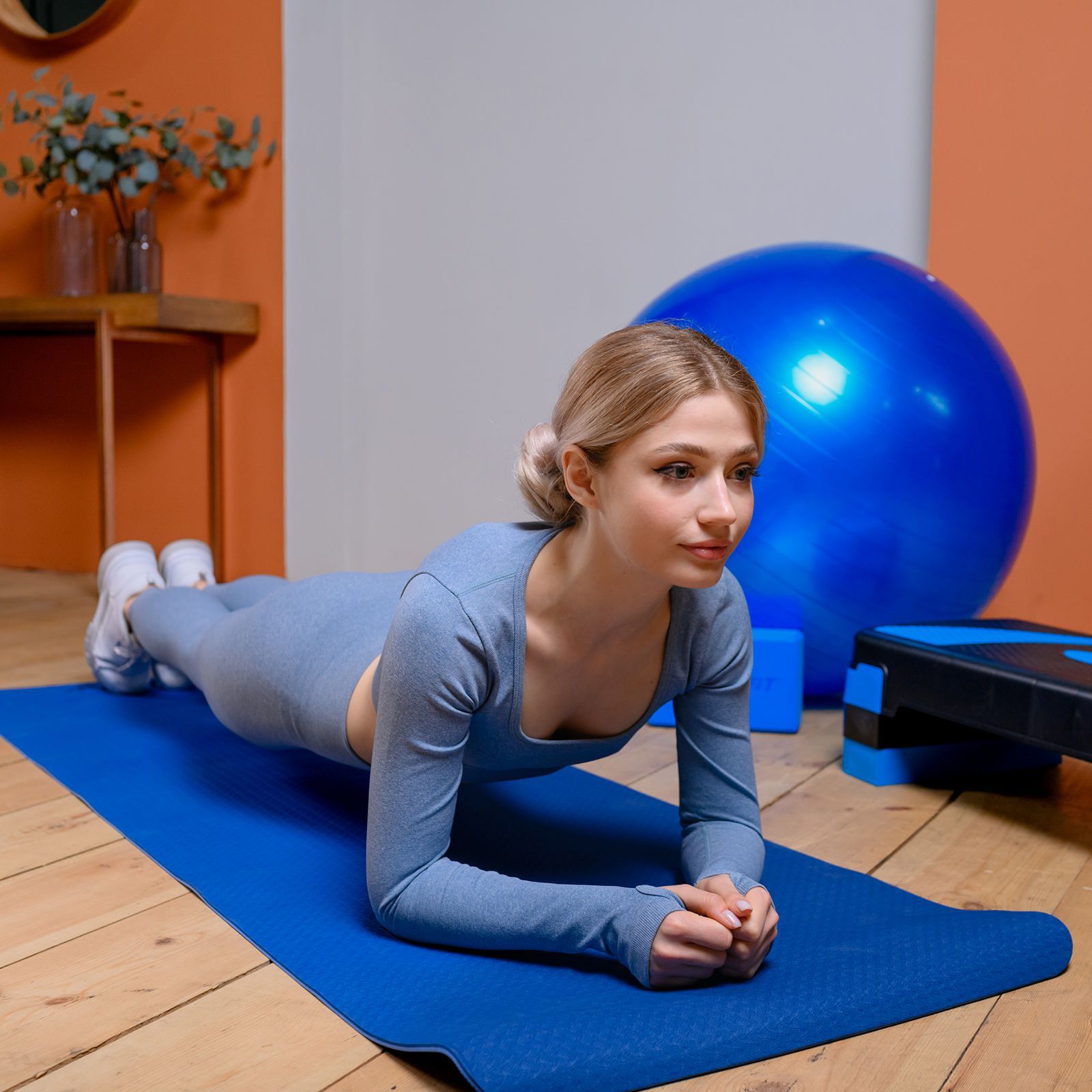 Коврик для йоги и фитнеса UNIX Fit 180 х 61 х 0,8 см двуцветный голубой - фото 6