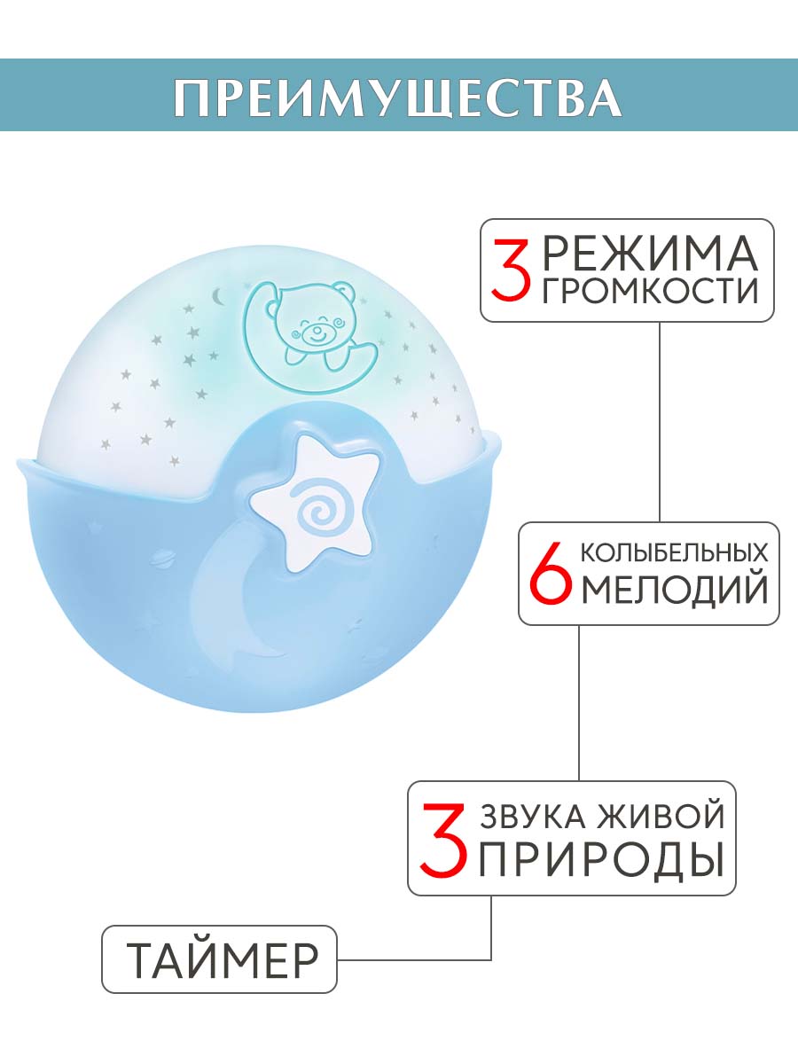 Игрушка ночник, проектор INFANTINO Ночник-проектор голубой - фото 2