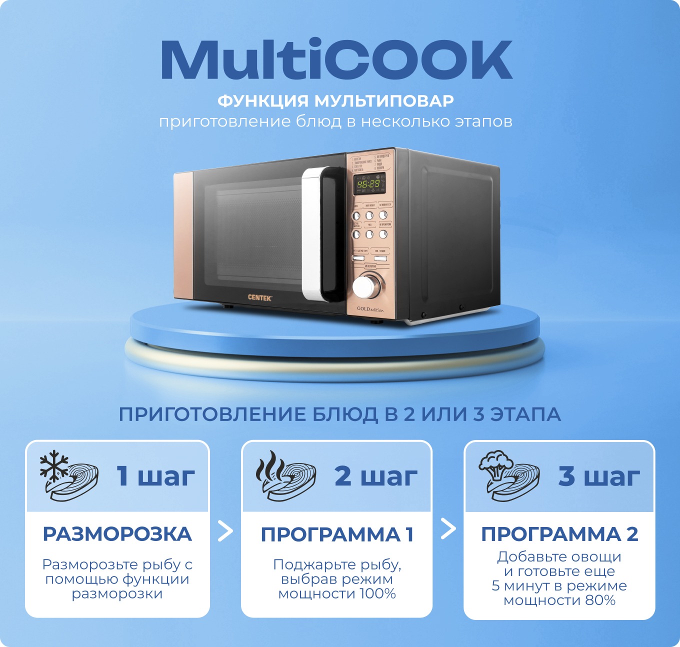 Микроволновая печь CENTEK CT-1584 Золотая 700Вт 20л - фото 4