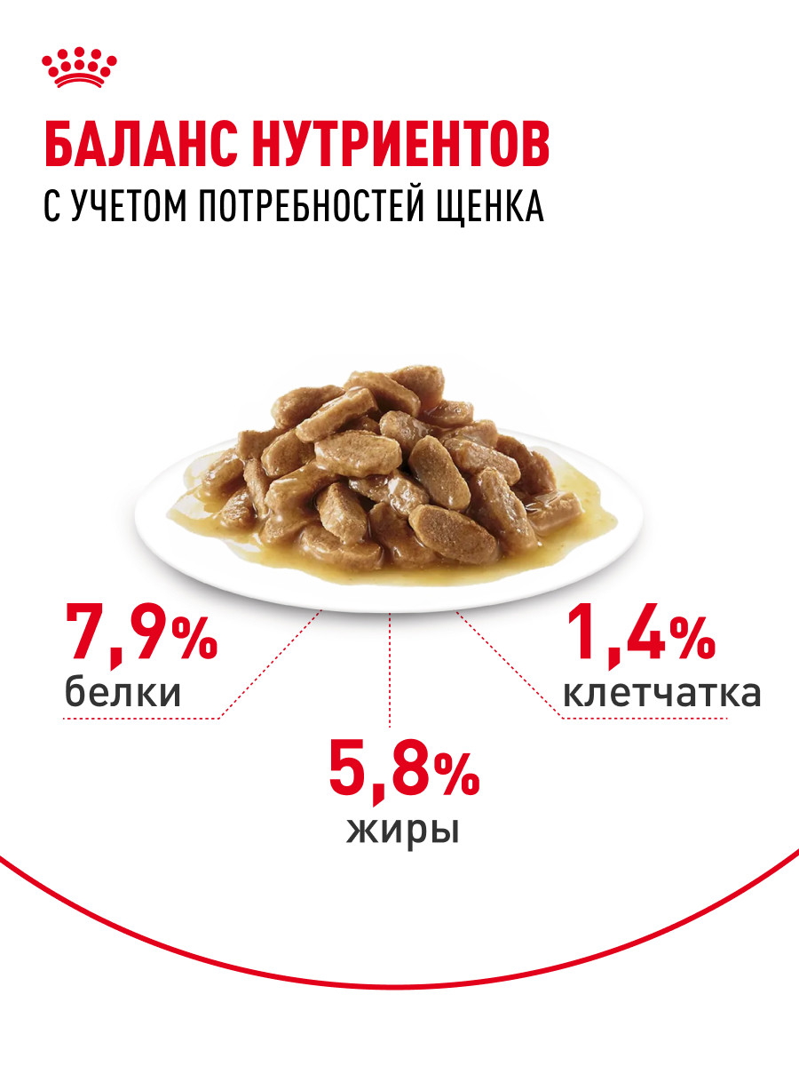 Корм для щенков Royal Canin Mini Puppy мелких пород до 10 месяцев кусочки в соусе пауч 85г - фото 4