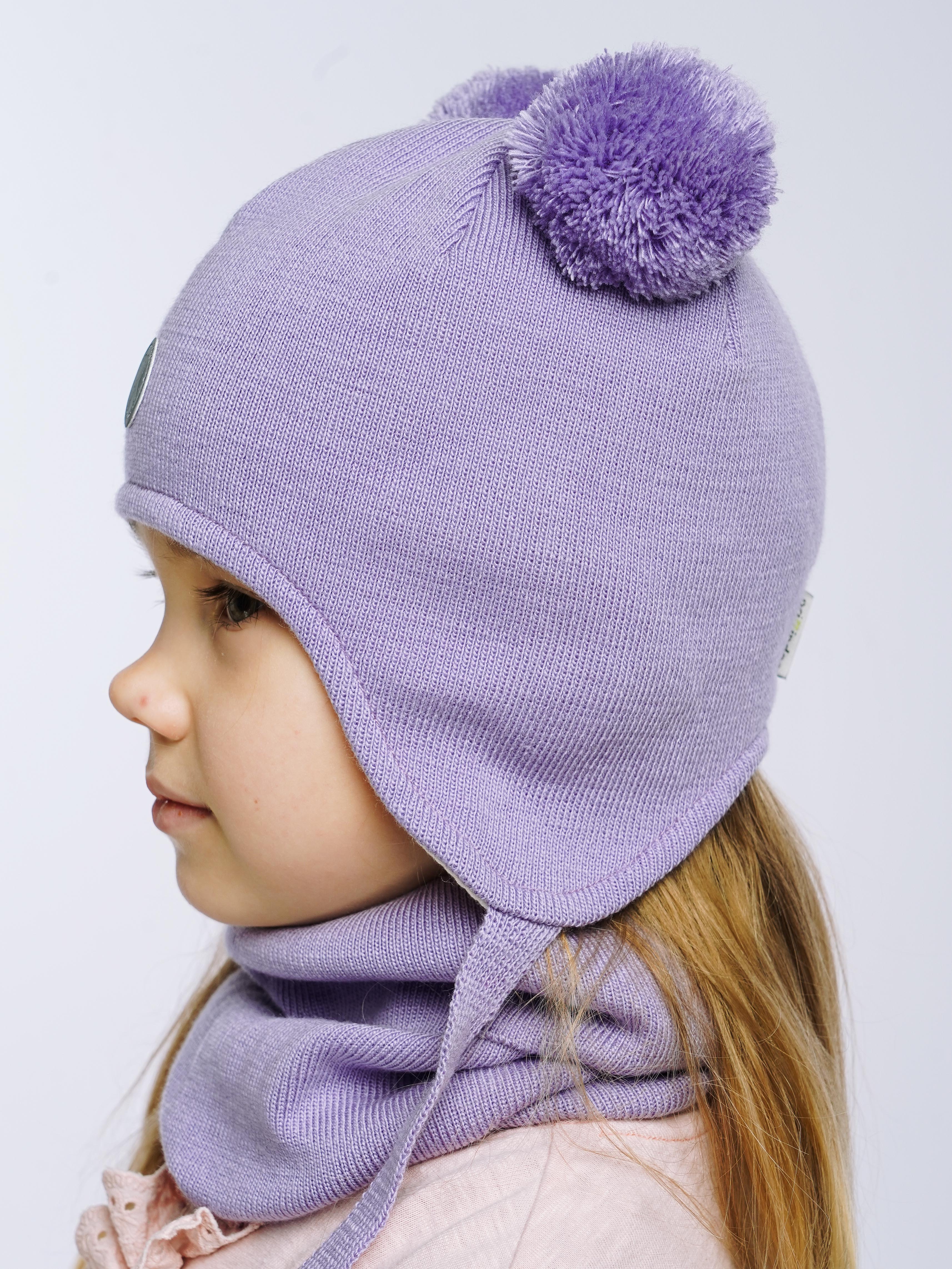 Шапка и снуд ПриКиндер U-Sp22529 Цвет: Сиреневый - фото 9