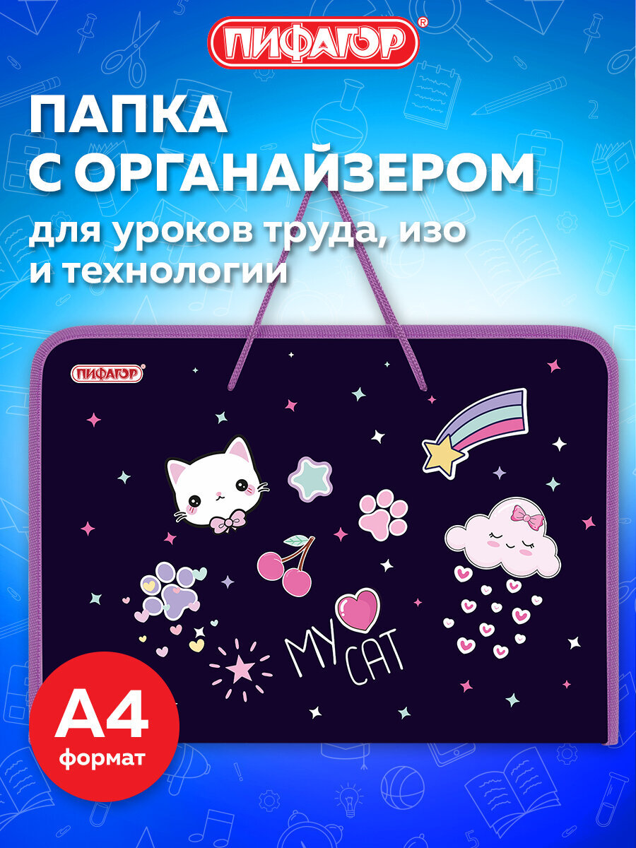 Изображение товара Папка для труда Пифагор А4 с застежкой молния Изображение товара Папка для труда Пифагор А4 с застежкой молния