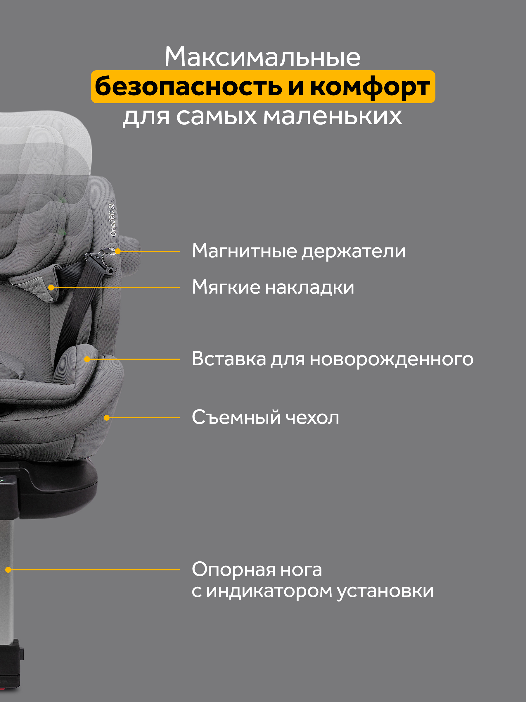 Автокресло Osann One 360 SL Iron 0-36 кг Isofix 0+/1/2/3 (0-36 кг) серый - фото 9