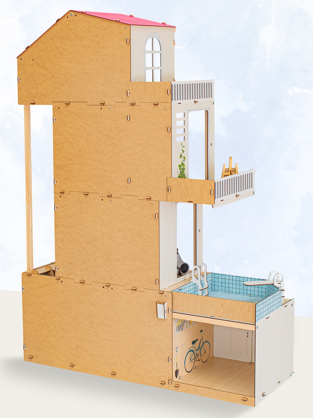 Домик для кукол M-WOOD 125 см с мебелью 3036 - фото 4