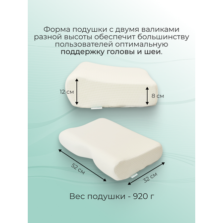 Подушка Slumberway 32х52 см высота 12/8 см