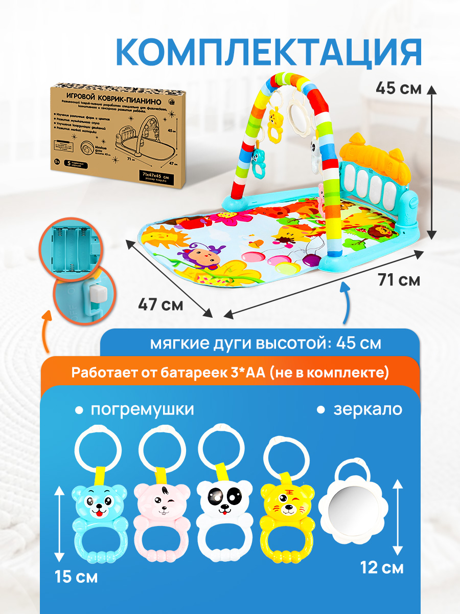 Коврик Рыжий кот с дугами Голубой - фото 2