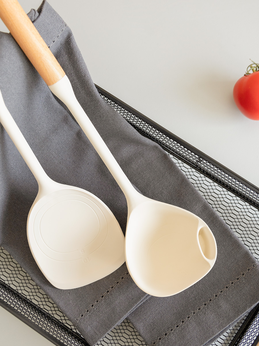 Набор кухонных принадлежностей DeNASTIA Силвуд (половник и лопатка) молочный A000344 - фото 3