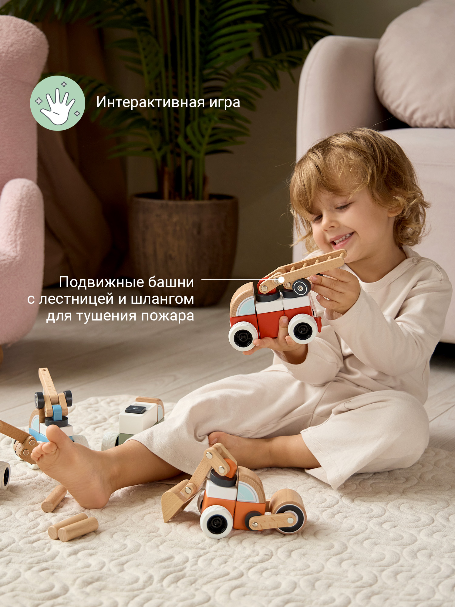 Конструктор edda Пожарная машина деревянный - фото 3