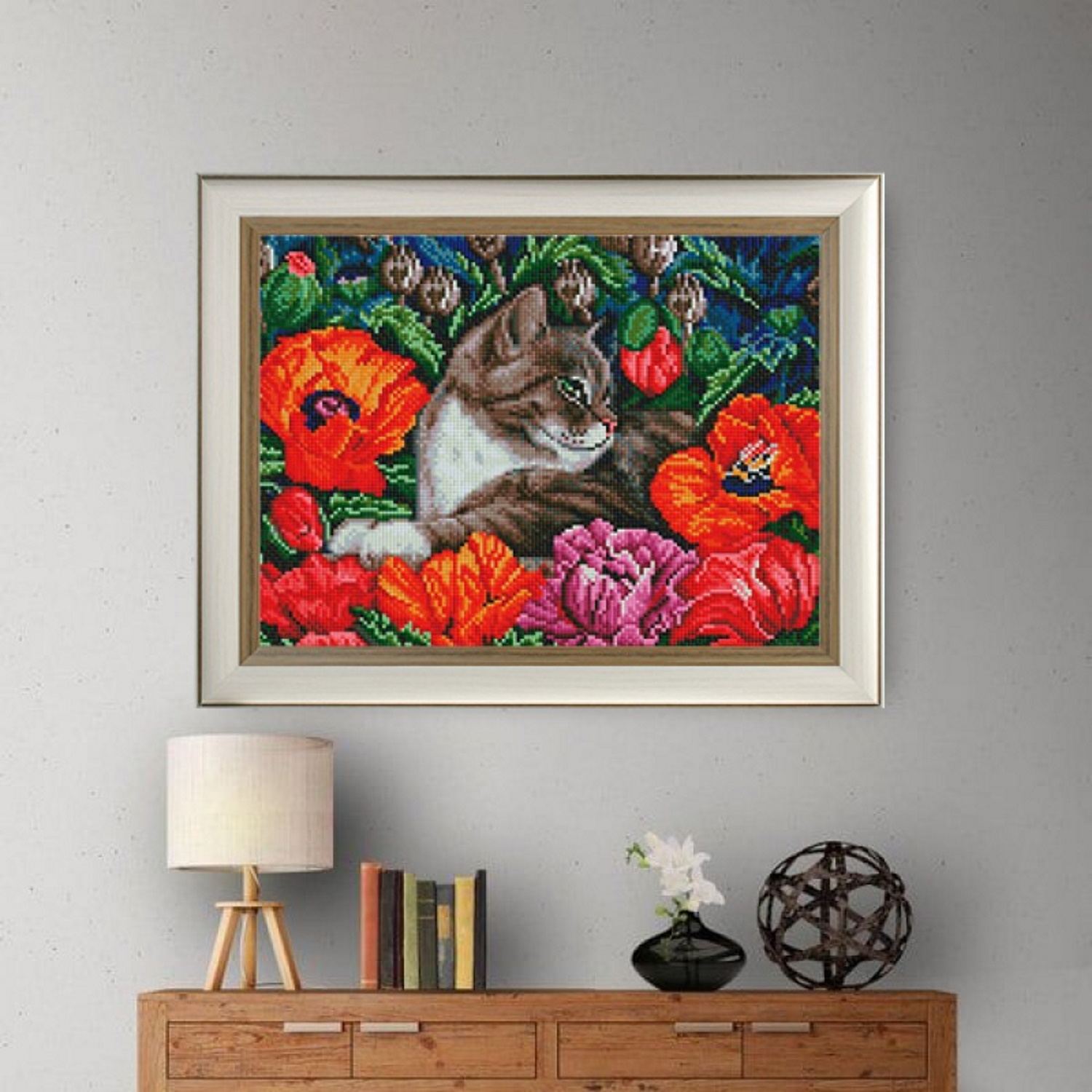 Алмазная мозаика Белоснежка Кот в маках - фото 9