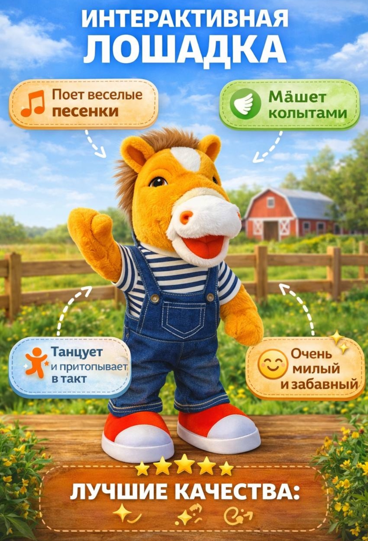 Мягкая игрушка BalaToys Лошадь танцующая и поющая - фото 2