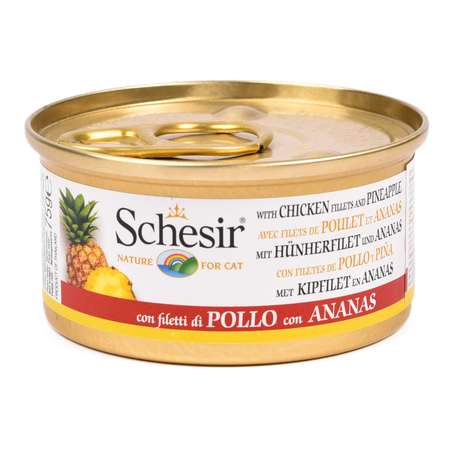 Корм влажный для кошек Schesir 75г с куриным филе и ананасами