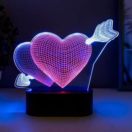 Светильник сенсорный Luazon «2 сердца» LED USB 90см от батареек 3xАА