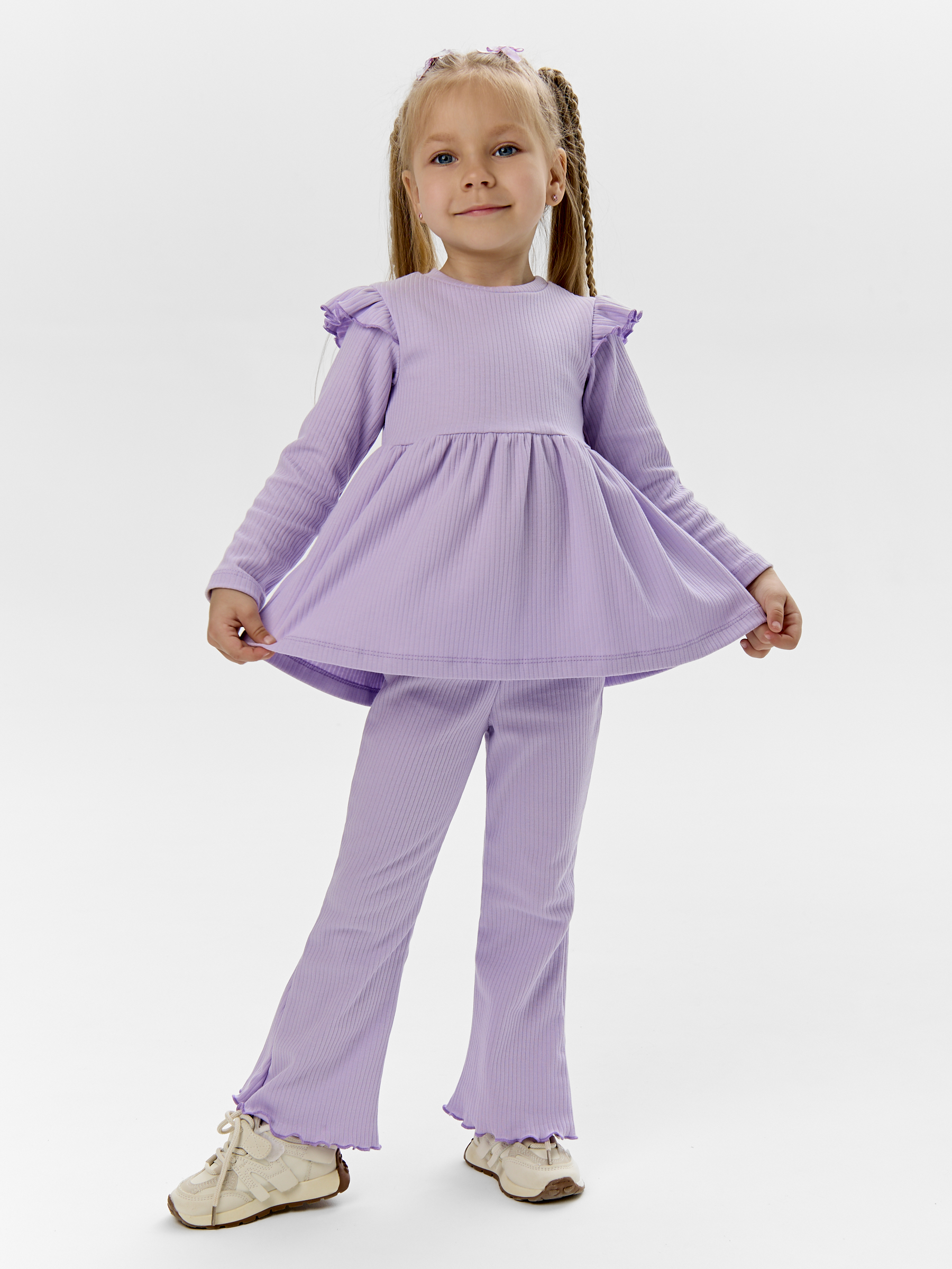 Лонгслив и брюки LEVAKIDS костюм_ласточка_сирень - фото 4