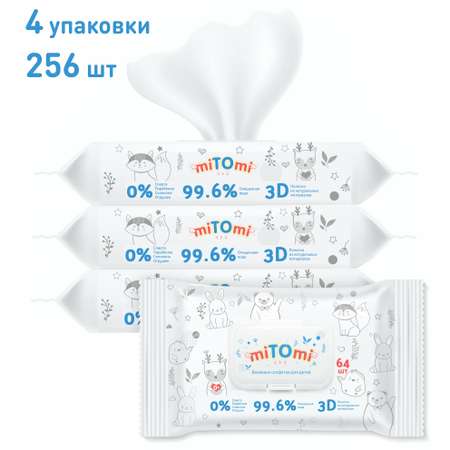 Влажные салфетки miTOmi 4 упак. 64 шт.