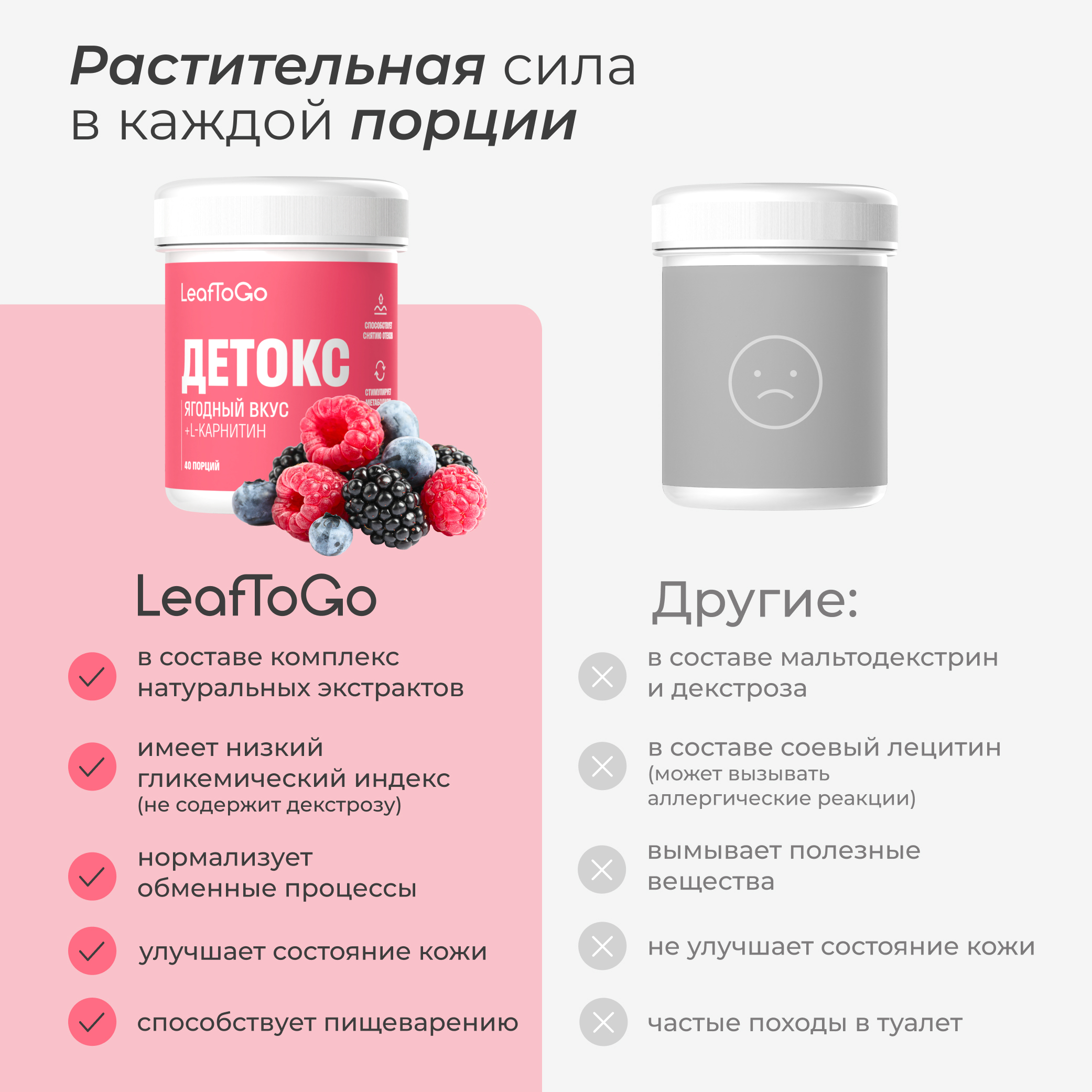 Дренажный напиток LeafToGo со вкусом ягод +L-карнитин, 40 порций - фото 5