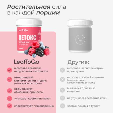 Дренажный напиток LeafToGo со вкусом ягод +L-карнитин, 40 порций