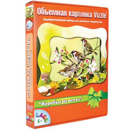 Объемная картина VIZZLE Воробьи на ветке
