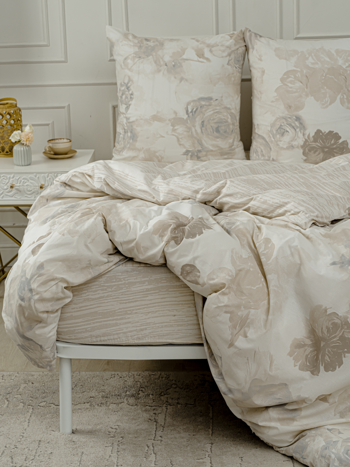 Комплект постельного белья LOVEBERRY Монохромные цветы двуспальный 4 предм. - фото 3