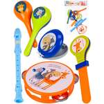 Игрушка музыкальная Рыжий кот бубен, маракас, кастаньеты, флейта