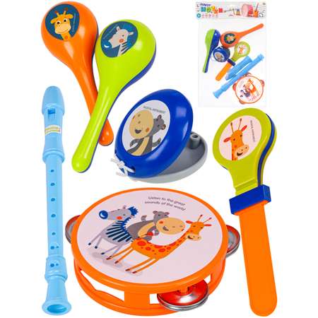 Игрушка музыкальная Рыжий кот бубен, маракас, кастаньеты, флейта