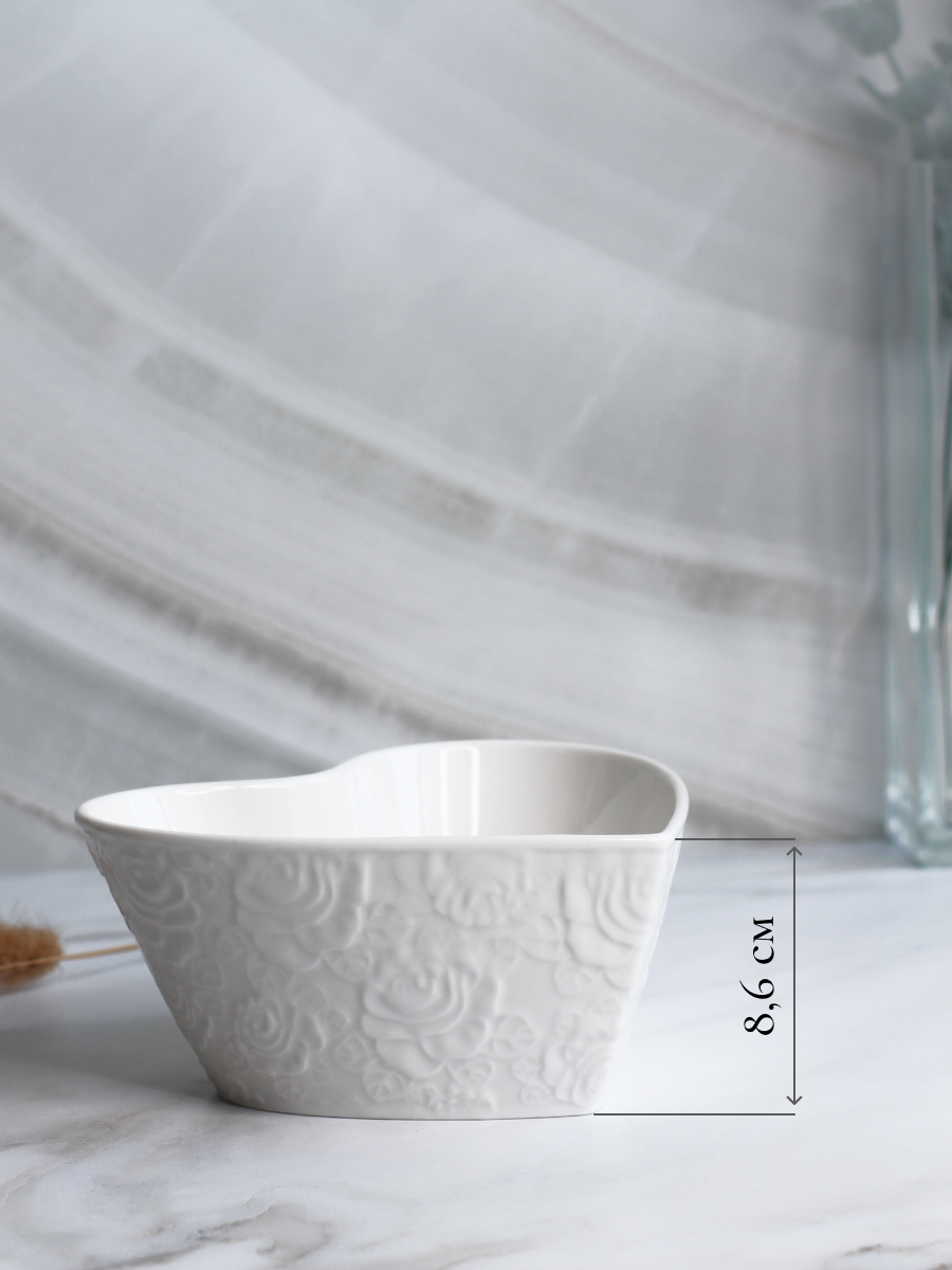 Набор салатников Balsford фарфоровых 2 шт по 500 мл в форме сердца на подставке - фото 5