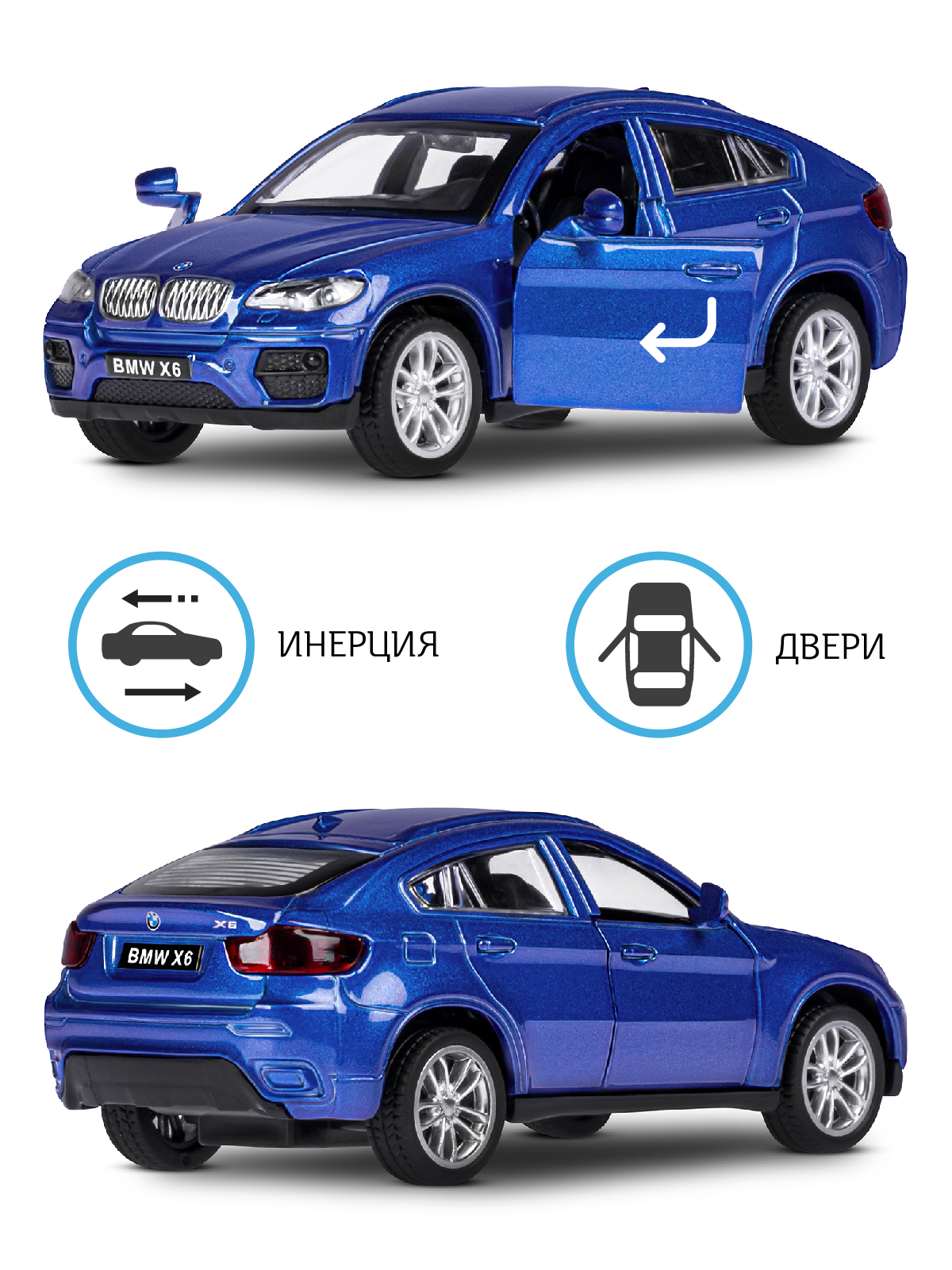 Внедорожник АВТОпанорама BMW X6 1:43 JB1251253 - фото 2